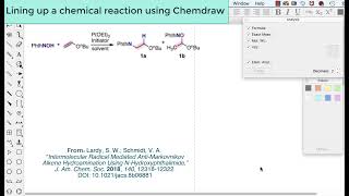 Lining up a chemical reaction using Chemdraw