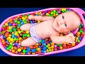 Oddly Satisfying Video | Mixing Rainbow Candy in Big Bathtub With Magic Slime & Skittles ASMR