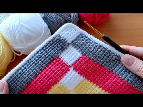 Super Easy Tunisian Knitting krochet baby blanket  Çok kolay Tunus işi örgü modeli