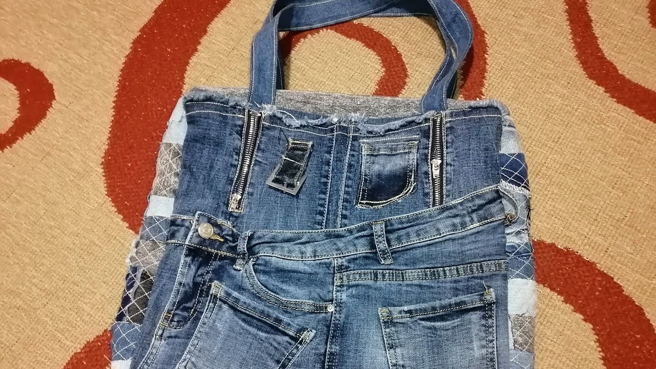 Крутая сумка своими руками из старых джинсов. Секонд хенд переделка. Вторая жизнь старых джинсов.