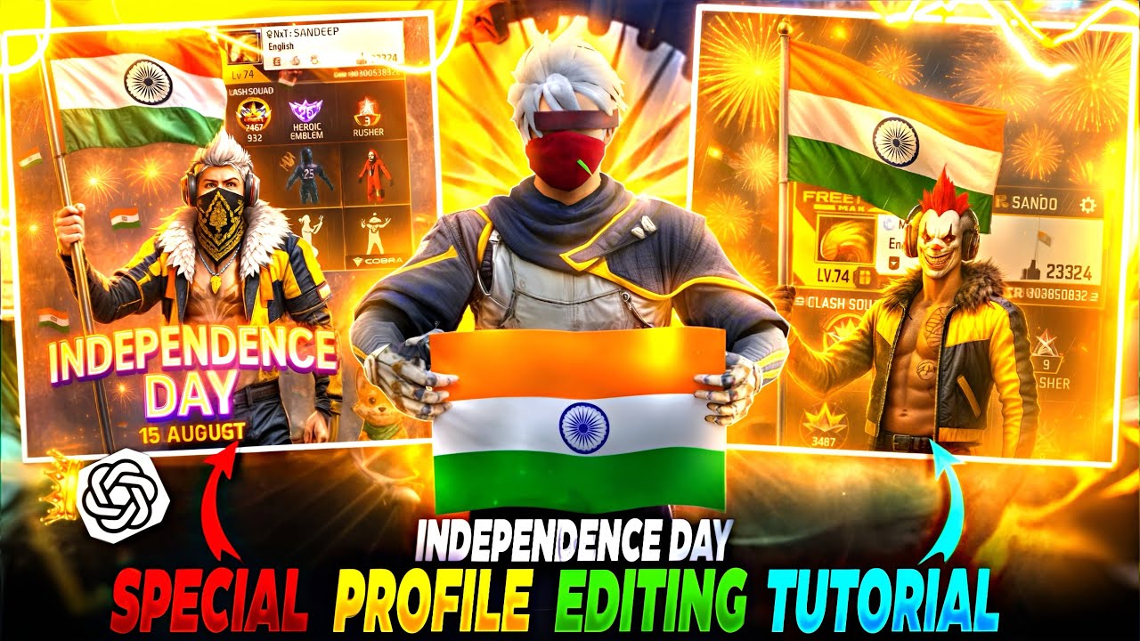 INDEPENDENCE DAY SPECIAL PROFILE EDITING TUTORIAL | FREE FIRE PROFILE VIDEO EDITING