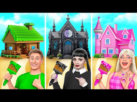 Wednesday vs Barbie One Colored House Challenge by Multi DO