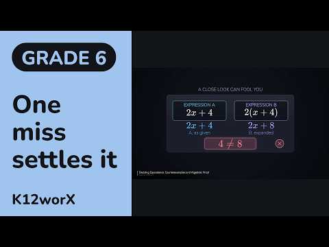 Deciding Equivalence: Counterexamples and Algebraic Proof (6.EE.A.4)