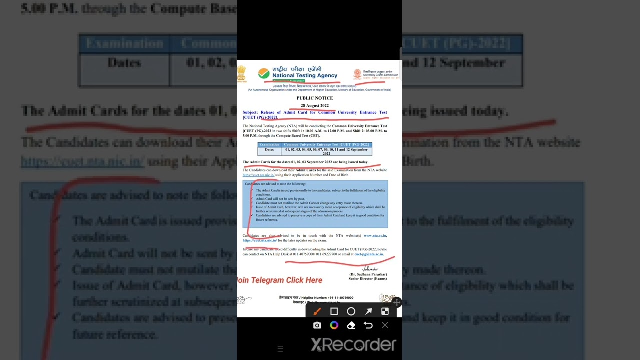 Release of Admit Card for Common University Entrance Test [CUET (PG)-2022] 