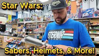 Galaxy's Edge sabers, SW Helmets, and some 1/18 Scale Cars!