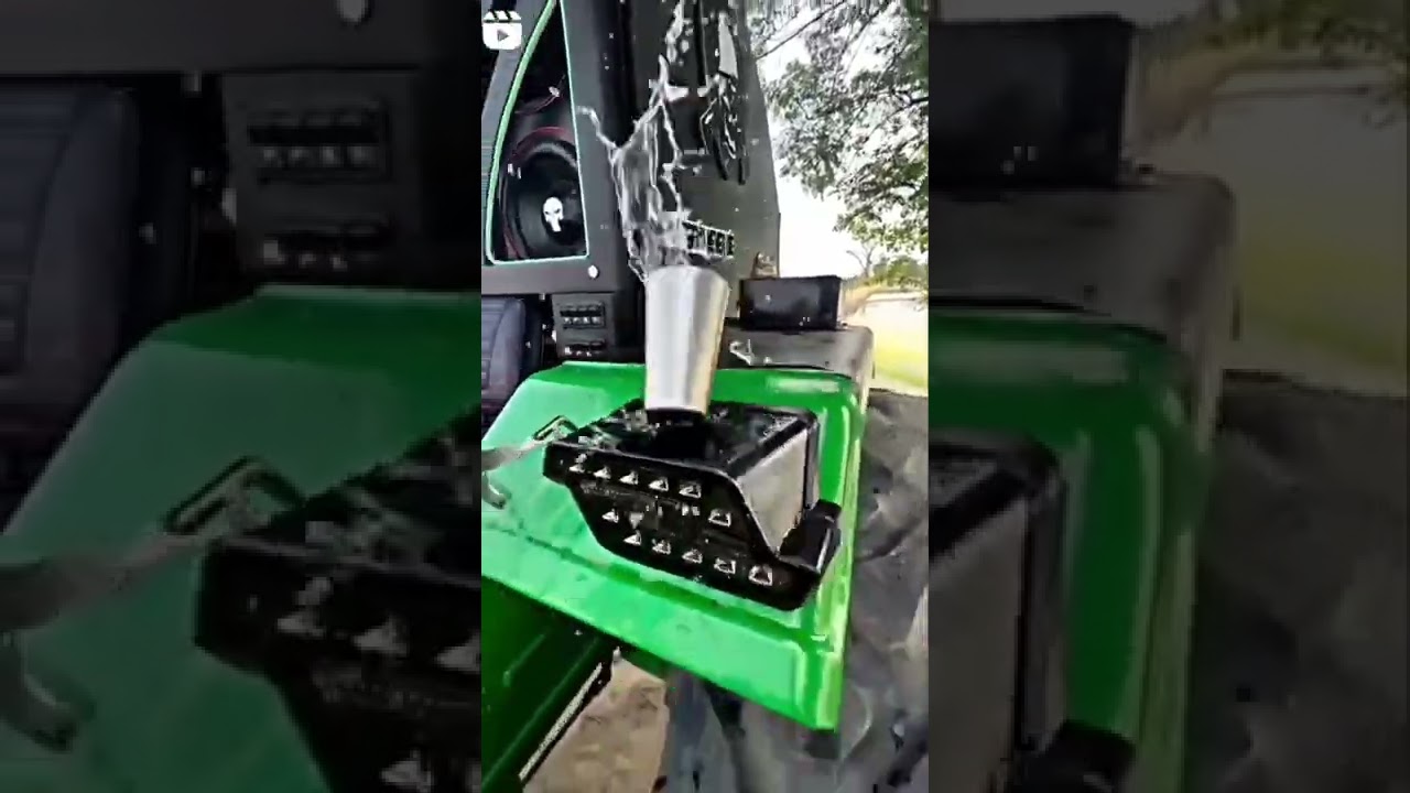 kya glass ka pani niche girega? loudspeakers power on tractor ! experimental video 