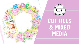 HOW TO USE A FLORAL WREATH CUT FILE ON A SCRAPBOOK LAYOUT | MARCH HIP KITS |  FRANCESCA MONTORIO