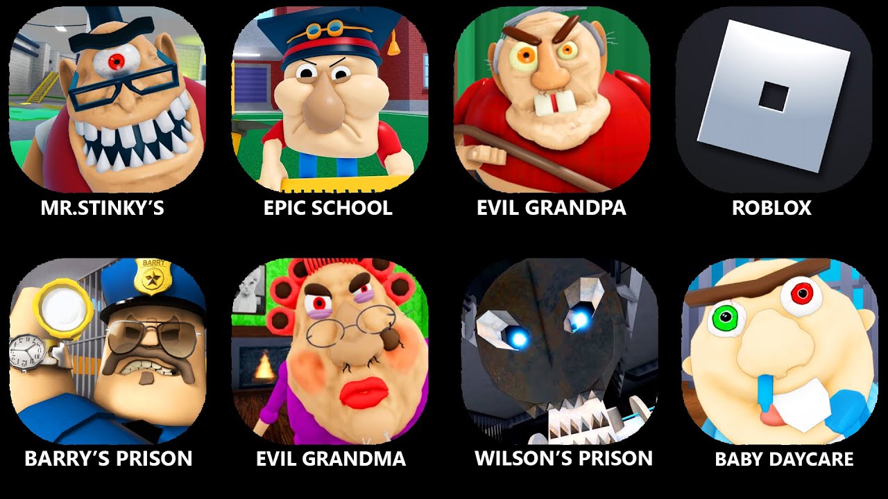 ROBLOX.EPIC SCHOOL ESCAPE.EVIL GRANDMA,WILSON'S PRISON,ESCAPE BABY BOBBY DAYCARE,MR.STINKY'S...
