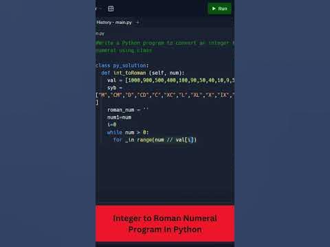 Python Program: Integer to Roman Numeral Conversion #pythonprogramming ...