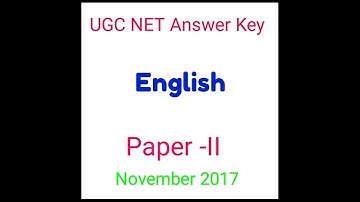 English Paper II Answer Key of UGC NET November 2017