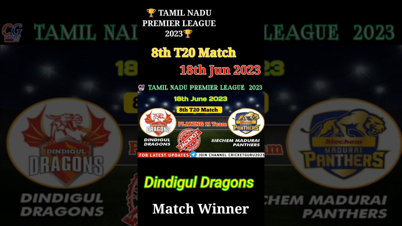DD vs SMP | Dindigul vs panthers Dream11 | 8th T20 Match 