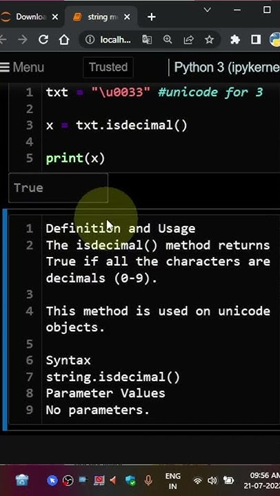 isdecimal string method python english #python #shorts - YouTube