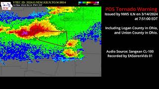 (HQ Audio) PDS Tornado Warning - Logan and Union Counties OH Including the city of Russells Point