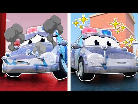 POLIZEI ROBOTER baut bei Verfolgungsjagd einen UNFALL! | Einsatzwagen für Kinder | Autoreparatur