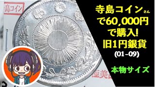 #14 60,000円で寺島コインで購入した旧1円銀貨(01-09)のサイズ，厚み，重さ，比重をみせるよ♬