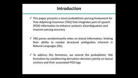 Pos-Augmented Statistical Parsing Framework using Tree-Adjoining Grammar for Natural Language