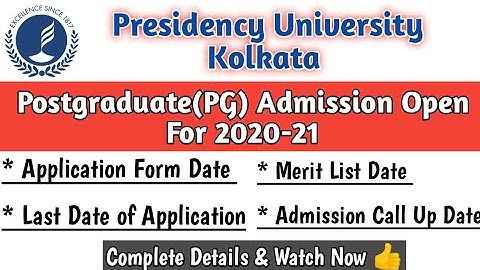 Presidency University Kolkata PG Admission 2020 || Form Fill Up For Pg Admission || Must Watch 💯