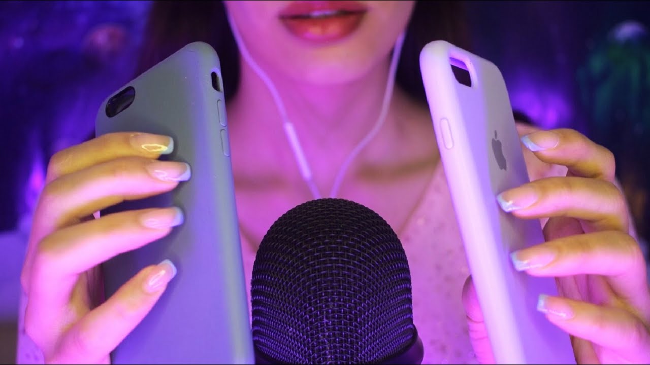 asmr tapping iphones and phone cases