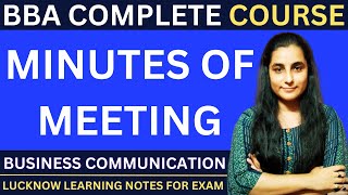 Minutes of meeting || Minutes of meeting In Hindi || Business Communication || #bba