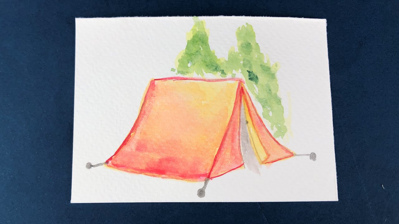 Draw Tent Camping Use Watercolor - YouTube