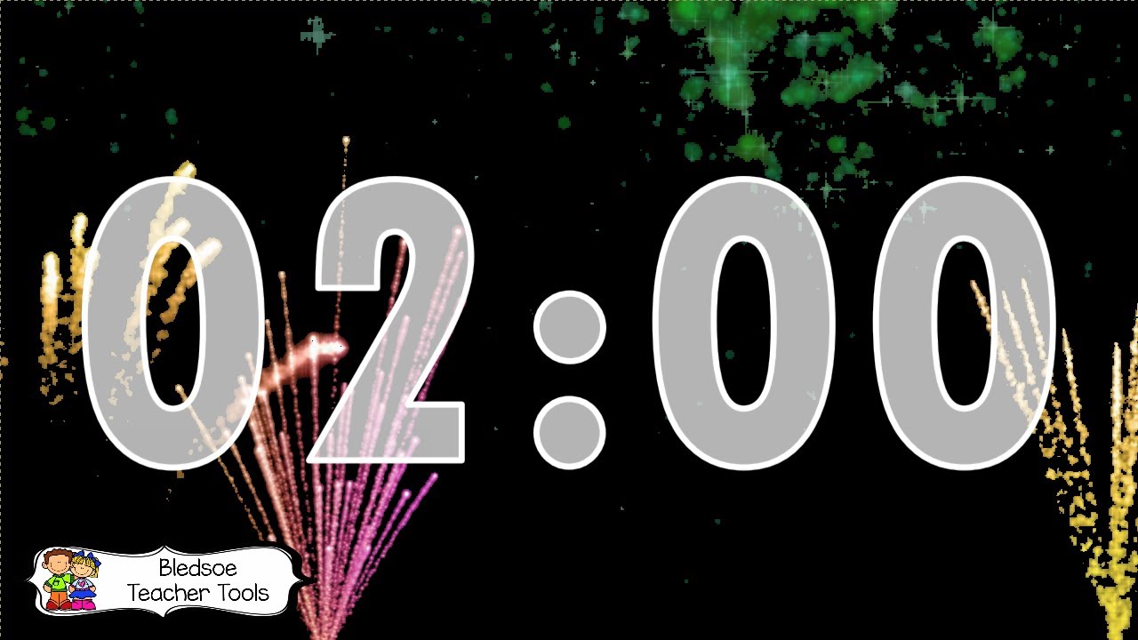 2 Minute Fireworks Countdown Timer with Background Music and Alarm