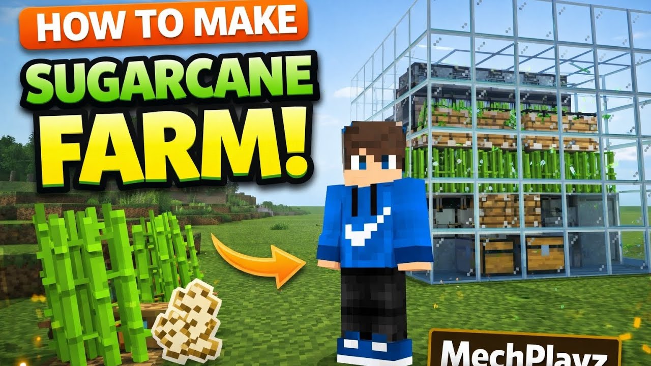 How to Make AUTO Sugar Cane Farm in Minecraft BE/PE (Easy & Fast) #mcpe ...