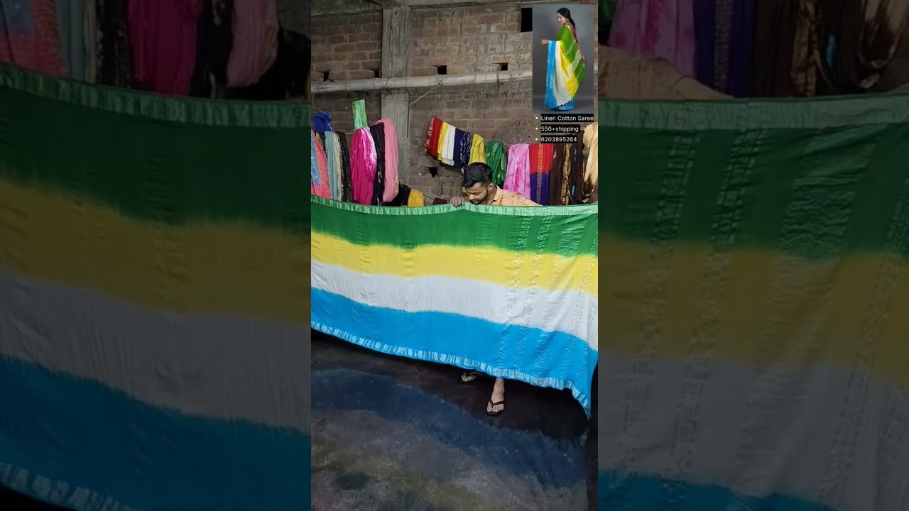 Pure linen four dye saree 