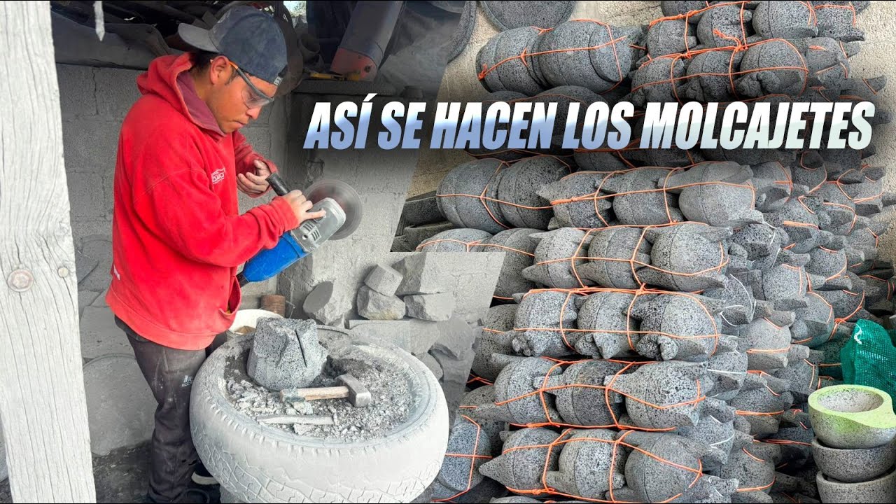 Así Hacen Los MOLCAJETES DE PIEDRA VOLCÁNICA de manera artesanal