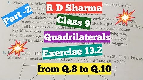 R D Sharma Class 9 chapter 13(Quadrilateral)  Ex-13.2 Part -2