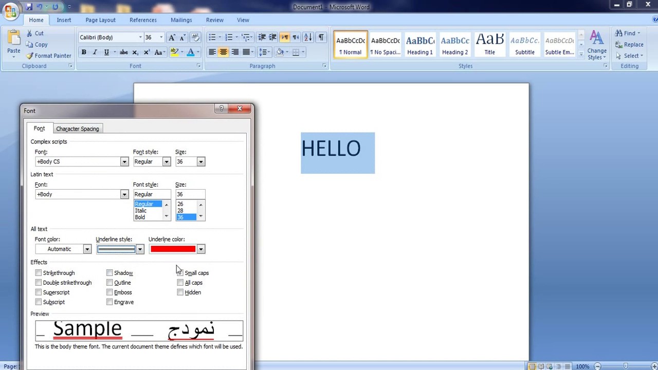 How to double and change underline color in word 2007 - YouTube