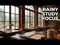 Heavy Rain Falling on Library Windows | 10 Hours Cozy Study Ambience with Soft Lighting