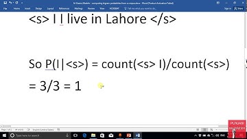 N Grams Models   Computing Probability of bi gram   Punjabi