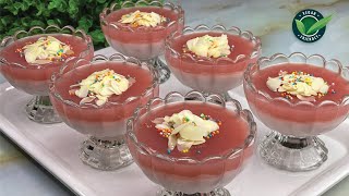 Vegan Jelly|حلى جيلي الفراولة النباتي طبيعي بدون ألوان ونكهات صناعية بدون حليب مع طبقة كريمية 