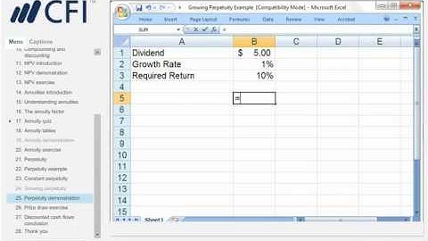 Excel Perpetuity