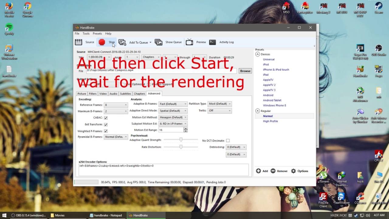 Compress FRAPS Videos without Quality Loss - Handbrake