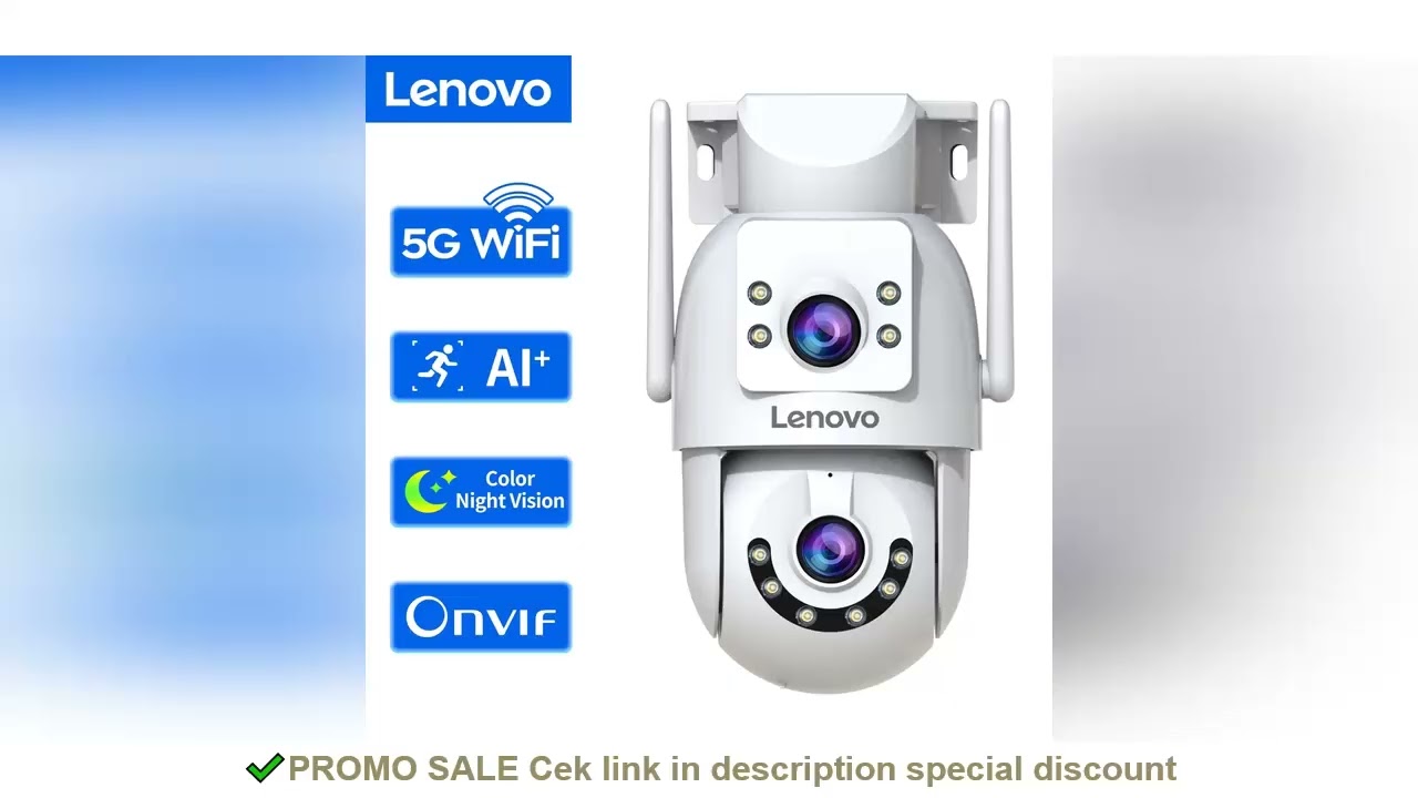 Lenovo 4K WiFi Surveillance Camera 5G Wifi Outdoor Dual Lens PTZ IP Cameras Auto Tracking Audio Vide