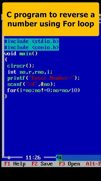 Reverse Number Program using For Loop in C Program Part 60 | C ...