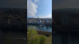 Zurich 🏙️✨ panoramic views over the city and the shimmering Limmat River 🌊🇨🇭💙