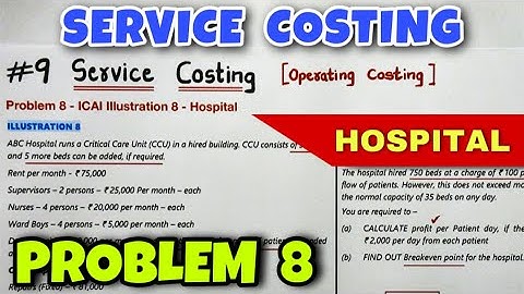#9 Service or Operating Costing - Problem 8 - ICAI Illustration 8 - By Saheb Academy