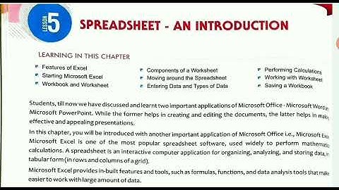 Class 7 Lesson 5 Part 1 Spreadsheet An Introduction