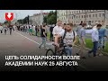 Люди выстраиваются в цепь солидарности у Академии наук