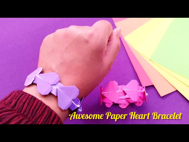 Origami Heart Bracelet - How to make a unique Paper Bracelet - Paper  Jewellery making tutorial - YouTube