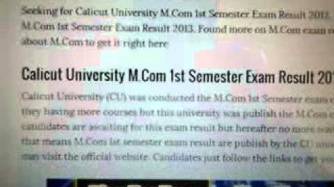 Calicut University M.Com 1st Semester Exam Result 2013