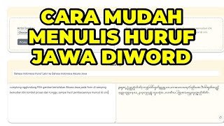 CARA CEPAT DAN MUDAH MENULIS AKSARA JAWA DI APLIKASI MICROSOFT WORD