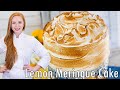The BEST Lemon Meringue Cake Recipe!! With lemon cake, lemon curd & meringue!!