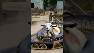 Giant snake attacks goat on farm #shorts