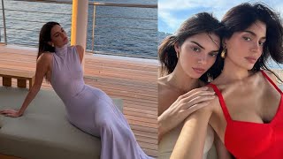 Kendall Jenner Went Braless in a Sheer Lilac Octopus Dress on a Yacht