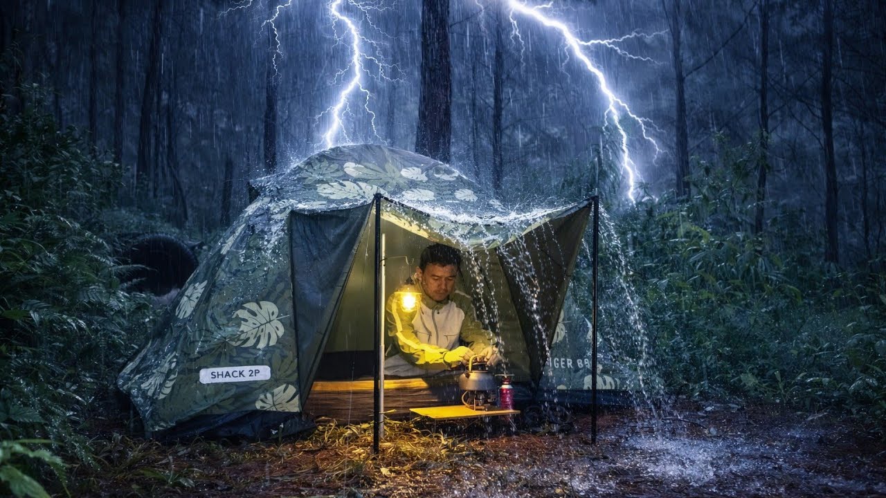 STUCK in a STORM ⛈️Camping in Extreme Rain//ENJOYING BAD WEATHER ...