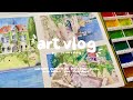 Art vlog  watercolor painting studio ghibli scenes from porco rosso