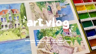 art vlog 🌤️🌱 watercolor painting studio ghibli scenes from Porco Rosso